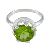 Giulia Green Solitaire Ring for Women in Silver Peridot Green
